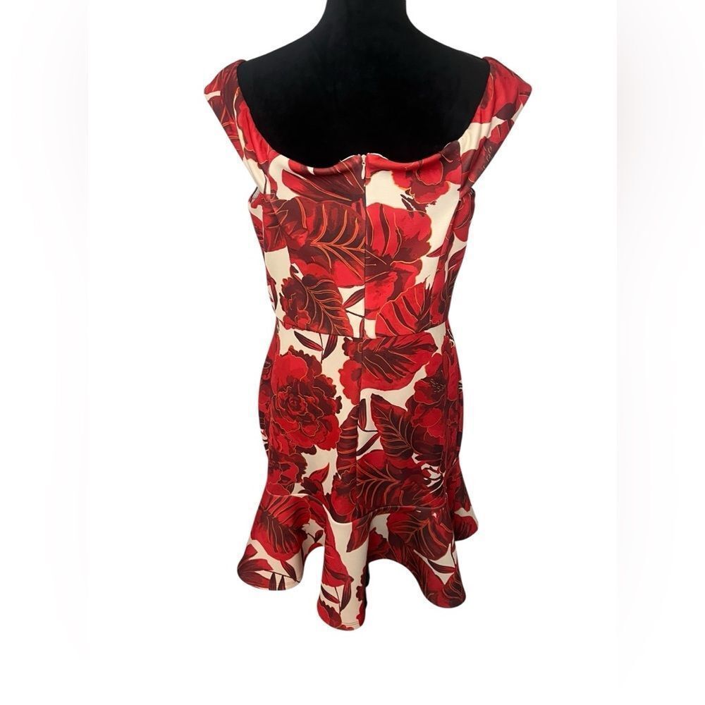 BOSTON PROPER RED/WHITE FLORAL ELEGANT COCKTAIL DRESS WOMENS SIZE 14 - Picture 6 of 7